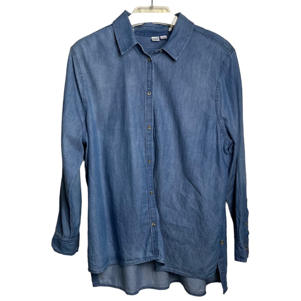 Melrose and Market Washed Denim Button-Up Shirt in Blue